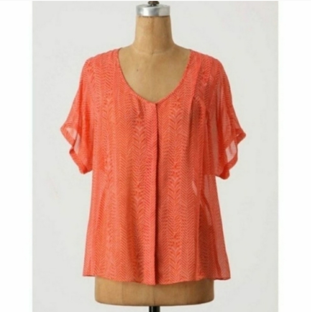 Anthropologie Maeve Tiburon Sheer Silk Blouse